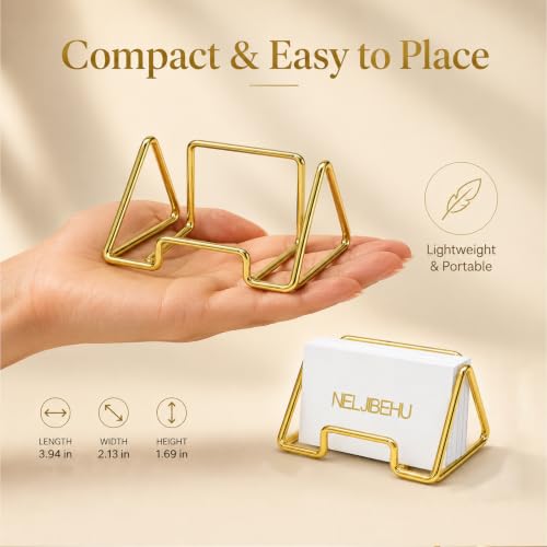 Business Card Holder for Desk, Gold Business Card Display Stand - color: gold