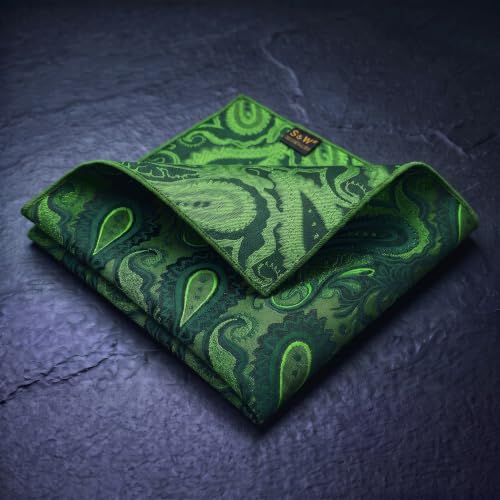 S&W SHLAX&WING Mens Pocket Square Paisley Multicolor Large for Business Wedding - color: Ph30