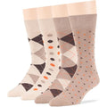 7BIGSTARS Men Cotton Patterned Crew Dress Socks 4-6 Pack, L 9-12 - color: 01b - Beige, Light Beige, Dark Brown (A39)