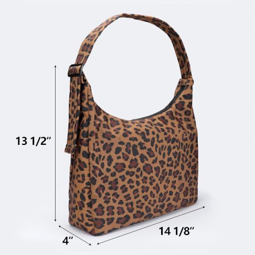 FASTFAIRY Nylon Shoulder Bag: Lightweight Adjustable Strap - color: Large-leopard, size: Large