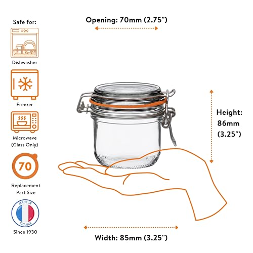 Le Parfait Super Terrine 200ml (7oz) Glass Canning Jar, Wire Bail Lid, 4 Pk - color: 200ml (Set/4)