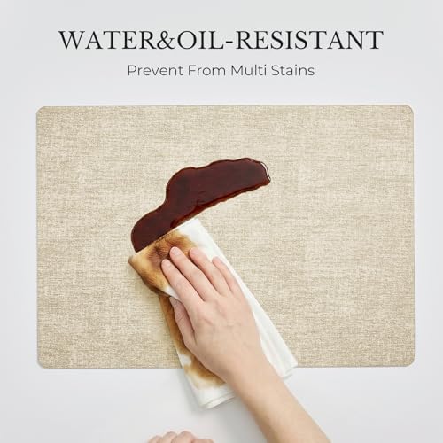 Romanstile Vinyl Placemats Set of 6, Reversible Faux Leather Wipeable Table Mats - color: Grey-beige, size: PCS8