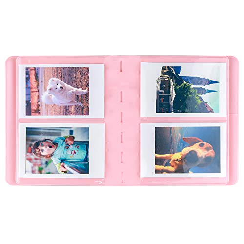 Ablus 64 Pockets Mini Photo Album for Fujifilm Instax Mini 7s 8 8+ 9 25 26 50s 70 90 Instant Camera & Name Card (Pink) - color: Pink