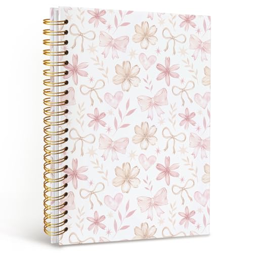 MOFUYU Wildflower Spiral Notebook for Girls,Journals for Women - color: Floral bows(pink)