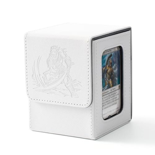 Venssu Cat Themed MTG Deck Box with Commander Display (White and Grey) - color: Cat
