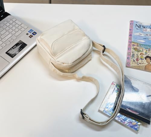 Small Crossbody Bag Cute Purse Mini Canvas Crossbody Purse Phone bag - color: White