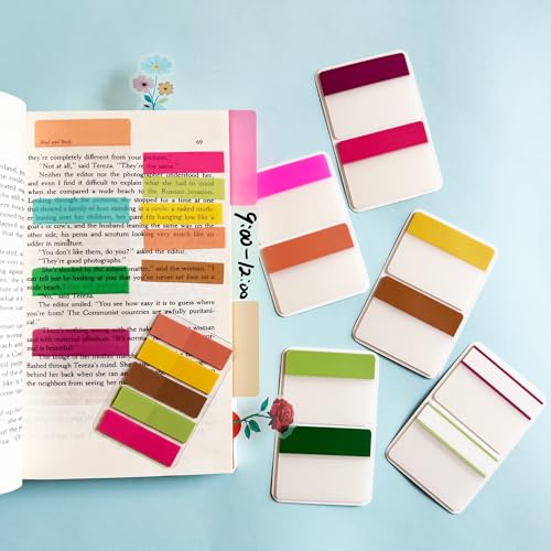 ELII 500 PCS Sticky Index Tabs 2 Inch Book Tabs Page Markers File Tabs - color: Flowers, size: 500