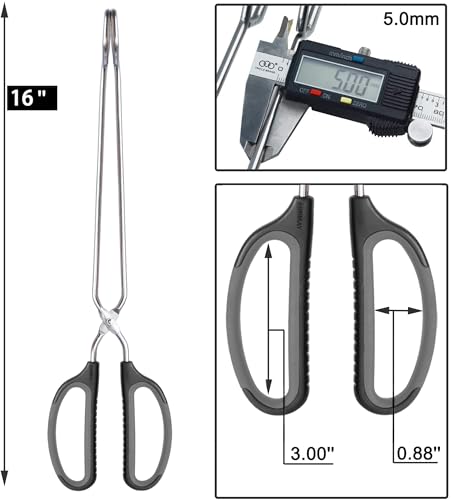 HINMAY Scissor Tongs 16" Extra Long Stainless Steel Barbecue Grilling Tongs - size: 16"