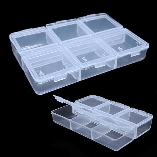 1pcs Adjustable 1-24 Grids Compartment Jewelry Box Transparent Plastic Storage Boxes Container Earring Organizer Case (Style6) - color: Style6