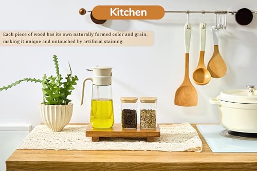 Small 10" Acacia Wood Riser Pedestal Stand for Kitchen Counter - size: Small:10“x 5.6"
