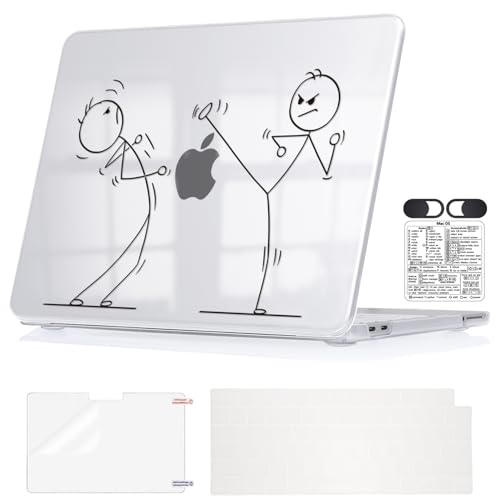 Fun Cartoon Line Art Clear Case for 2026 MacBook Neo 13 Inch A3404 - color: Funny Minimalist Characters