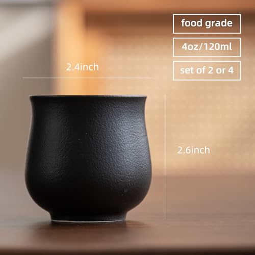 4-Oz Ceramic Espresso Cups Set - Multi-Color, Handle-Free Design for Home & Cafe | Dishwasher-Safe Stoneware Cups (black,4) - color: Black, size: 4