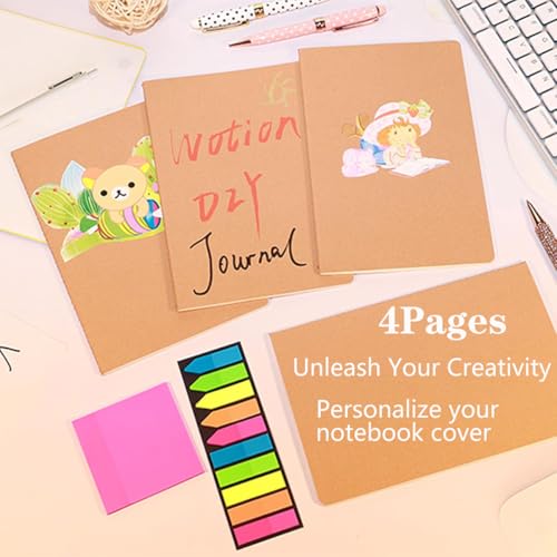 SZYIKUER A5 Kraft Notebooks Bulk, Lined Paper Journaling Notebooks, Notebooks for Work, Journal notebooks for kids, Composition Notebooks for School， 60 Pages ，8.3x5.5 Inches 4Pack