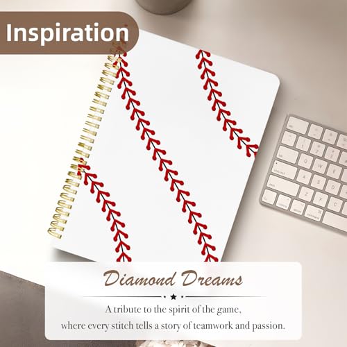 Cute Spiral Notebook Lined Journal B5 Note Book with Pocket, Ball - color: Baseball