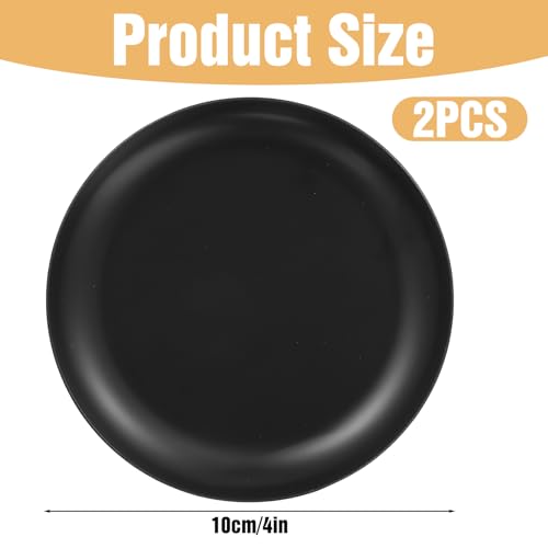 2 Pcs Round Decorative Tray, 4 Inch Black Perfume Tray Coffee Table Decor Small Stainless Steel Serving Trays Bathroom Accessories Candle Trays for Bathroom Countertop Table Centerpieces - color: Black