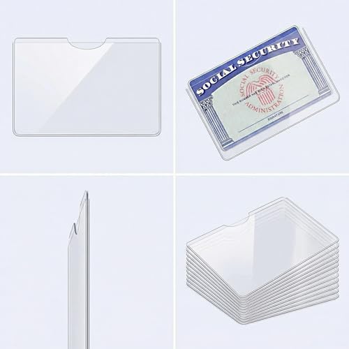 15 Pack Social Security Card Protector Sleeves, Ultra Clear Card Storage Holders Durable Waterproof for Credit Cards, Debit, Index Card, Bus Pass, Membership Cards – Clear Protective Case