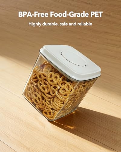 Airtight Food Storage Containers Set with One-Touch Lid, 2-Pack (2.8 QT / 2.65 L) Stackable PET, Best for Cereal, Flour, Rice & Baking Organizers. - color: 2.8QT*2