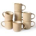 famiware Coffee Mug Set of 8, Star 12 oz Ceramic Mugs Cups Set with Handle - color: Star-Cream, size: 8 Count (Pack of 1)