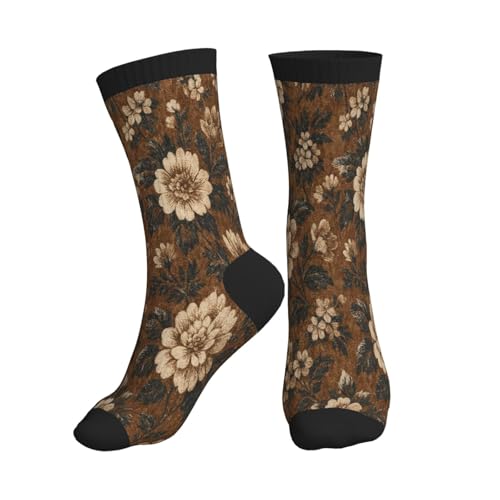 Crew Athletic Socks Funny Crazy Casual Sports Novelty Dress Socks for Women Men Running Hiking - color: Vintage Floral