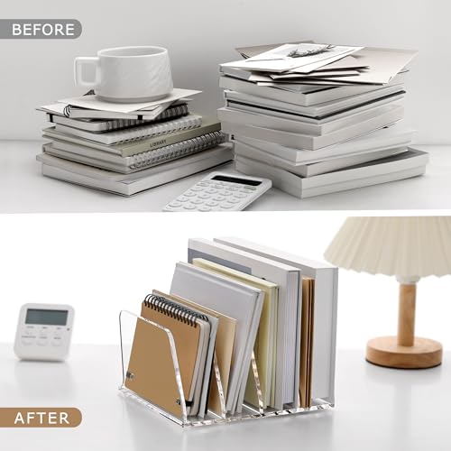 SANRUI Acrylic Bill Mail Sorter Desk Organizer Holder,4 Compartments Clear - size: 4 Compartments Tilted Enlarge
