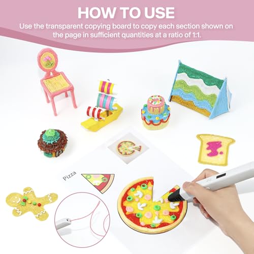 3D Pen Printing Templates, 20 Sheets Printer Drawing Graffiti - color: Pink