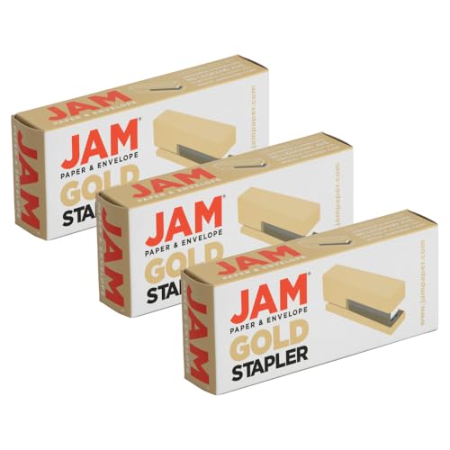 JAM PAPER Modern Desk Stapler - Gold - 3/Pack - color: Gold, size: Pack of 3