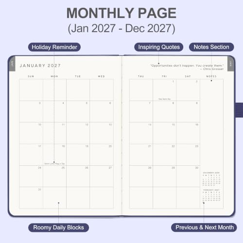 &And Per Se 2027 Planner, 12-Month Monthly & Weekly, 2027 Calendar Planner with 100gsm Paper, A5 Hardcover Faux Leather, 5.7" x 8" (Royal Blue) - color: Royal Blue, size: 5.7" x 8"(Jan 2027-Dec 2027)