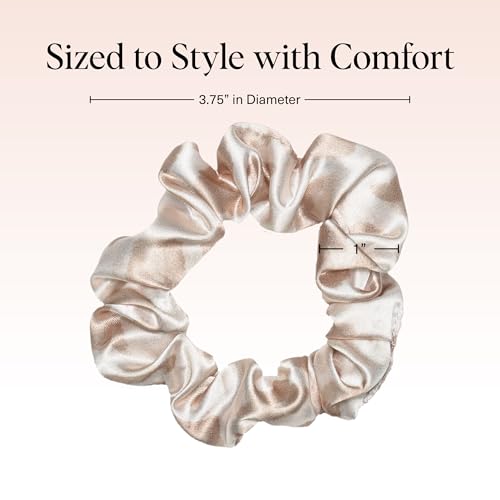 Kitsch Satin Scrunchies for Women | For All Hair Types - Assorted, 5pcs - color: Blush & Black