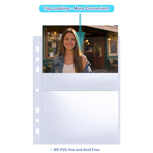 30 Pack 3.5x5 Card Sleeves Binder Sheets, 6/3 Ring A5 Binder Inserts, Ultra-Clear Double Sided 2 Pocket, Top Loading, for Trading Card, Photocard and Index Card - size: 3.5" x 5"（2 Pocket）