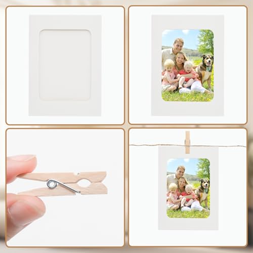30Pcs 4x6Inch White Paper Photo Frames with String & Clips - color: White, size: 4x6inch