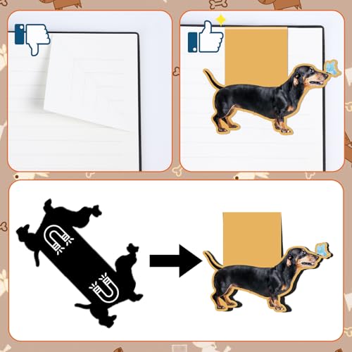Wxiben Dachshund Magnetic Bookmark Gifts - 8 Pcs Sausage Pet Dogs Magnetic Bookmarks Dog Book Mark Magnets Page Marker Clip Gift for Dachshund Lovers Students Teacher School Reading Book Marks - style: Dachshund