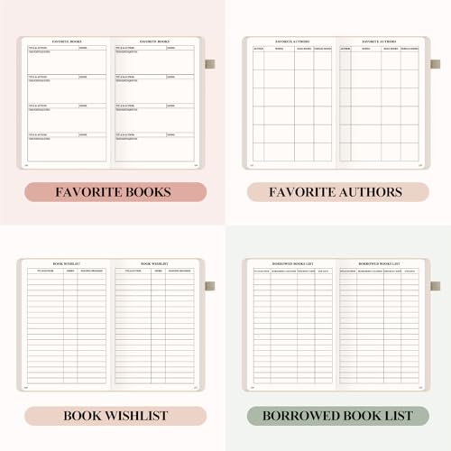 AKONEGE Reading Journal for Book Tracking - PU Leather Book Journal Reading Log with 80 Reviews for Readers, Accessories with Sticky Tabs, Pen Holder, Ribbon Bookmarks, 5.6" x 8.3", White - color: White