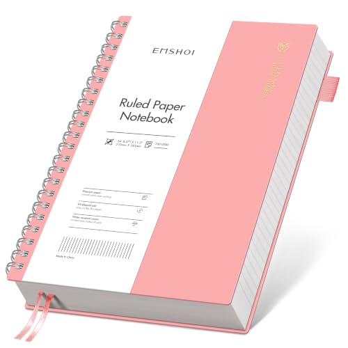 EMSHOI Lined Spiral Journal Notebook, 300 Pages, A4 Size (8.2'' x 11.2'') - color: Pink, size: A4