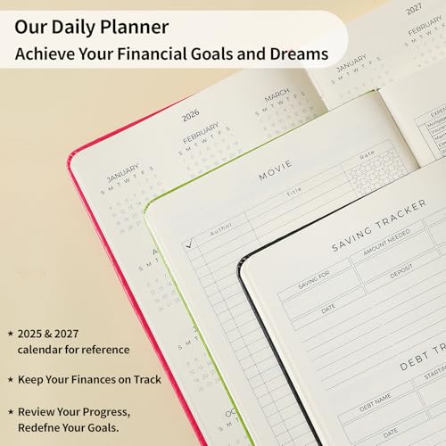 Planner 2025-2027, 36 Months Weekly and Monthly Planner with Budget & Goal Setting, 8.3" x 5.7", Flexible Cover, Daily Organizer with Inner Pocket, Bookmarks, Pen Holder for School Office Home, Black - color: Black