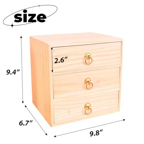 3 Layer Natural Wooden Storage Box Organizer Desk Accessories - style: 3 Layer