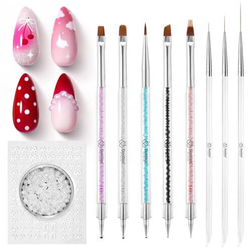 Beetles Nail Art Brushes 8pcs – Crystal Nail Art Tools Double-headed - color: F-Multicolor-8