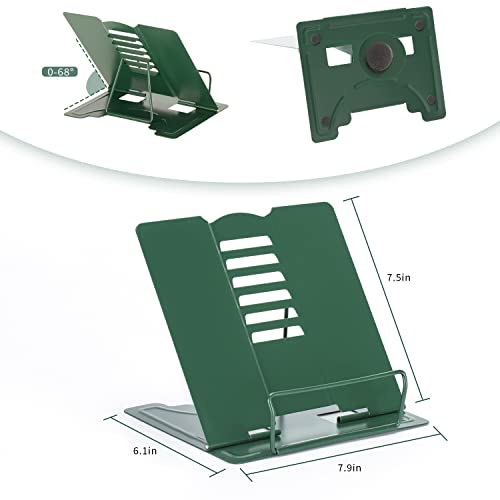 Metal Book Stand Adjustable Book Holder for Reading - color: Full Green