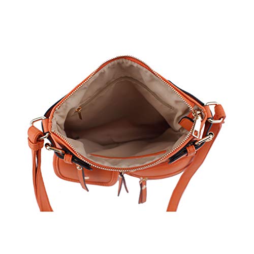 SG SUGU Katie Lightweight Medium Crossbody Bag Shoulder Bag with Multi Pocket for Women - color: Orange