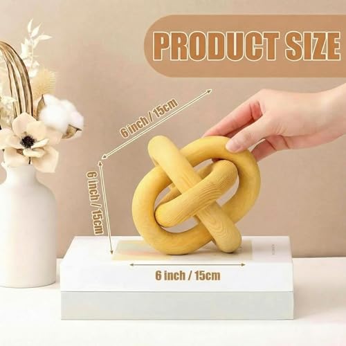 Yalikop 3 Link Wood Knot Decor Rustic Table Shelf Accents, Yellow - color: Yellow