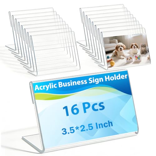 ddseexhe16 Pcs Acrylic Business Sign Holder,Mini Acrylic Picture Frames