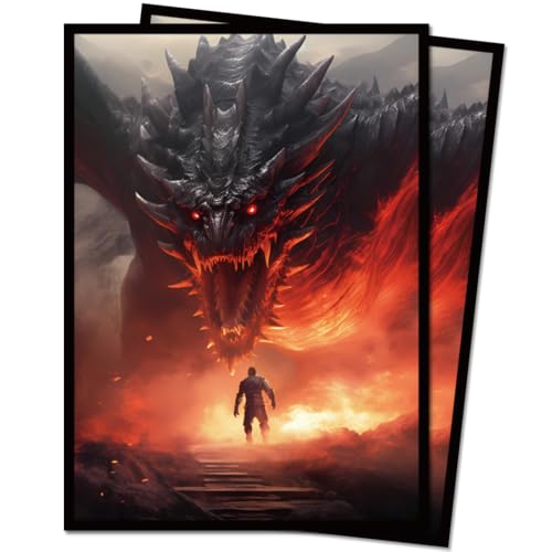 100 PCS TCG/MTG Card Sleeves, Matte Back Anti-Slip & Easy Shuffling Applicable to OCG CCG DTCG PTCG, 2.6 x 3.6 in Standard Size Cards (Dragon Roar) - color: Dragon Roar