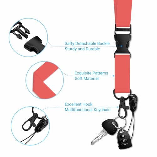 ID Badge Holder with Lanyard Easy to Use Red Badge Holder for Workers Events Schools - color: Red
