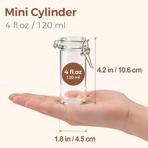 ComSaf Small Glass Spice Jars with Airtight Lids 4 oz 6 Pack with Labels - size: 4 fl oz x 6