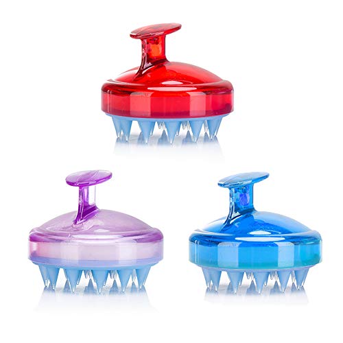 INVODA 3PCS Scalp Massager Shampoo Brush Soft Silicone Bristles for Dandruff Removal & Hair Growth, Waterproof Wet/Dry Use, Men, Women & Pets - color: Red+blue+purple 3pcs