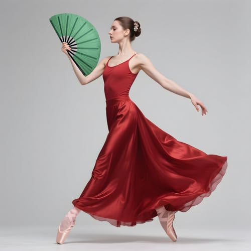 QIRMIZI 10PCS Large Folding Hand Rave Fan - Popping Fan Clacking Fans for Chinese Kung Fu, Tai Chi, Dance, Music Festivals,Carnivals, Weddings, EDM Events, Parties & Decorations,Green - color: Green