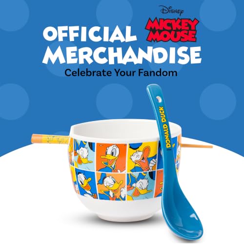 Silver Buffalo Disney Donald Duck, Ramen Bowl with Chopsticks, 20oz - color: Donald Duck Spoon, size: 20 Ounces (With Spoon)