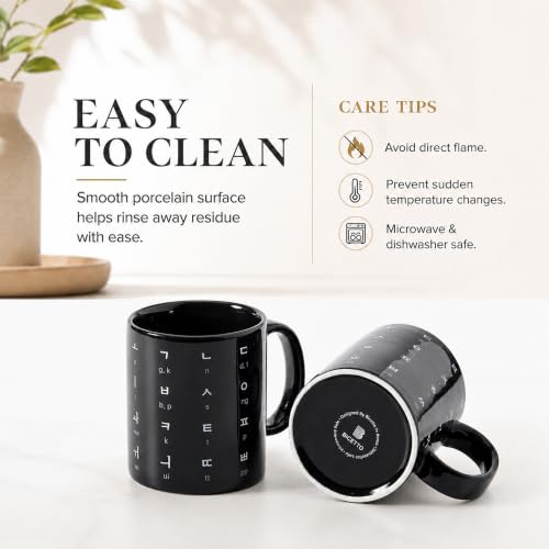 BICETTO Hangul Coffee Mug - Korean Alphabet Cup, K-Pop Gift Carbon Black - color: Carbon Black