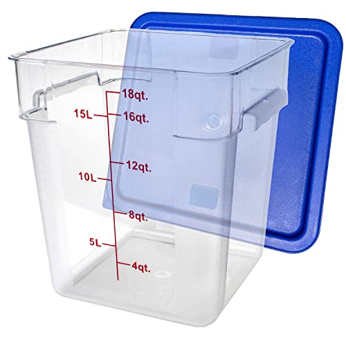 Tiger Chef 18 Quart Commercial Grade Clear Food Storage Square Polycarbonate Containers With Blue Lids 4 Pack - style: 18 Quart