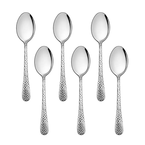 E-far Stainless Steel Kids Spoons, 6PCS for Toddler Preschooler Children - size: Spoon x 6, style: Hammered