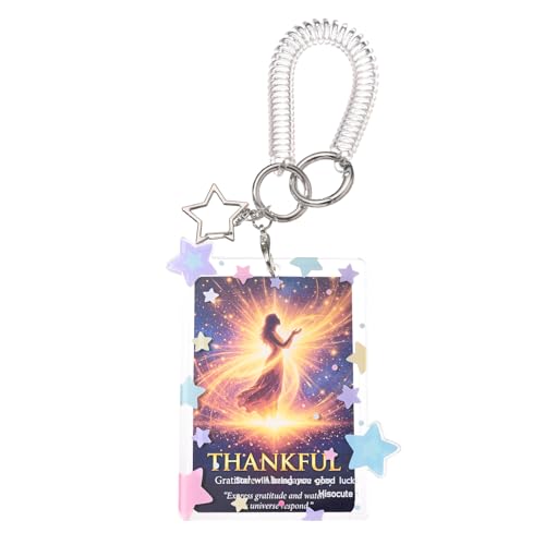 Cute Star Acrylic Photo Card Holder Keychain - color: Purple Stars